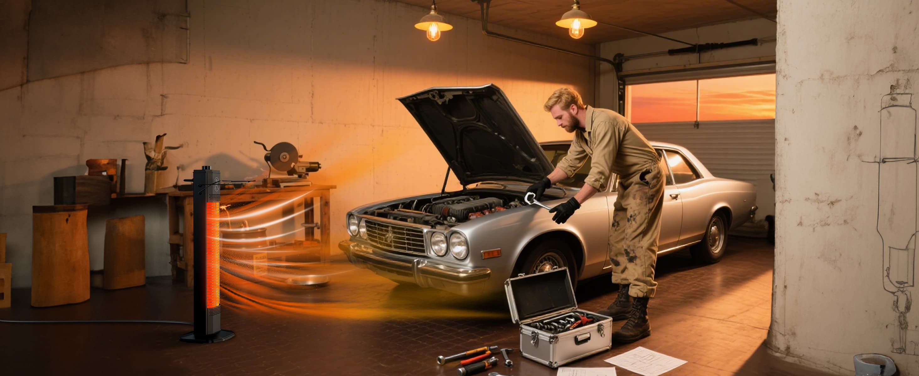 27-Inch Short Stand Electric Infrared Heater - Thumbnail 4